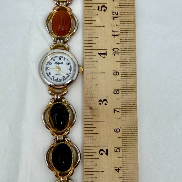Lafayette Semi-Precious Gemstone Link Watch – Gold Tone & Silver Tone Bracelet - Picture 12 of 12